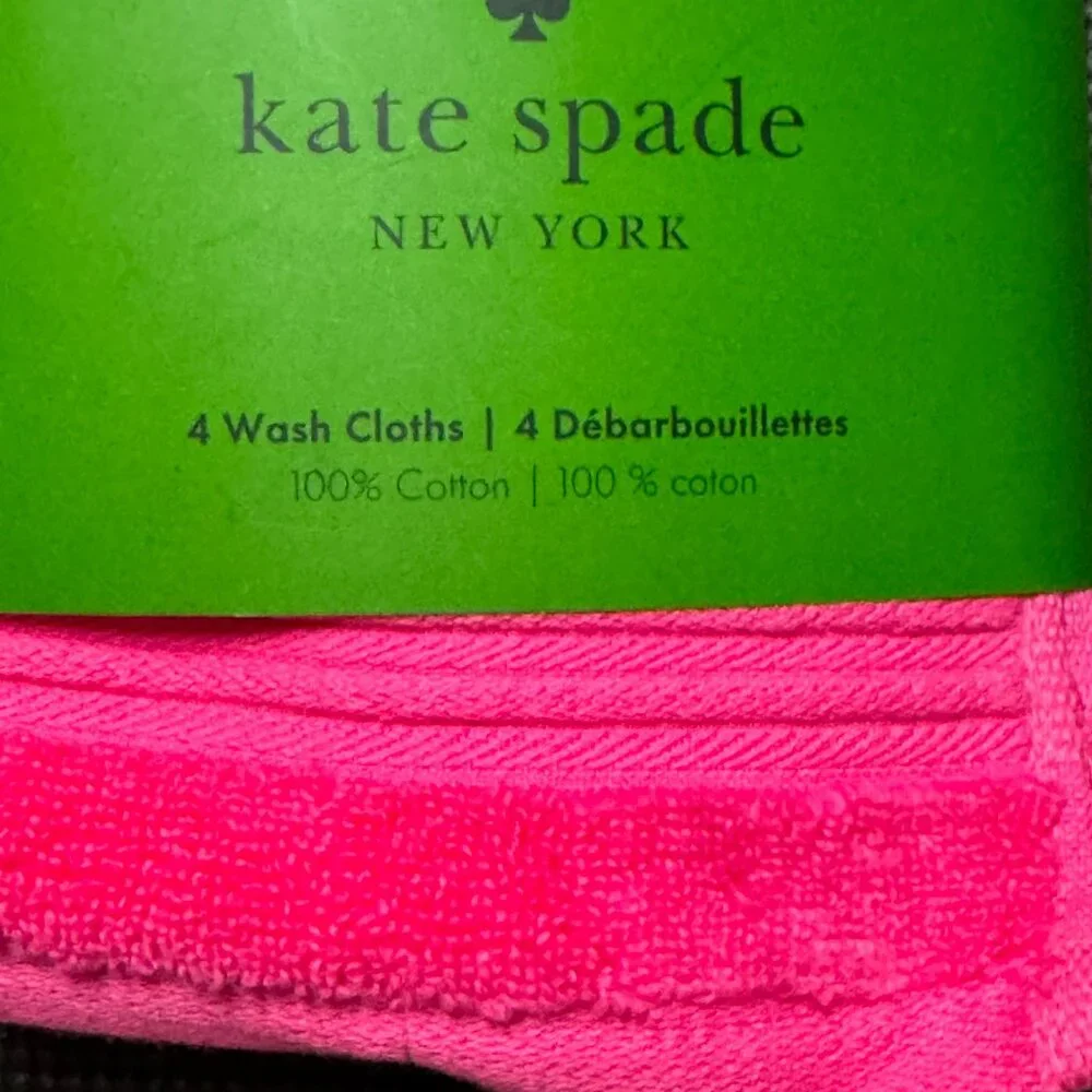 4 pc Kate Spade Hot Pink Fuchsia Washcloths Towel Set Snapdragon Snap Dragon